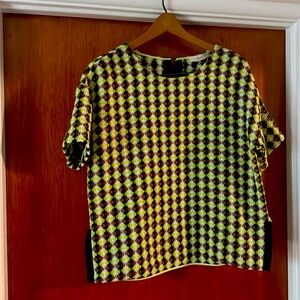 Woven sparkle vented cropped tunic top